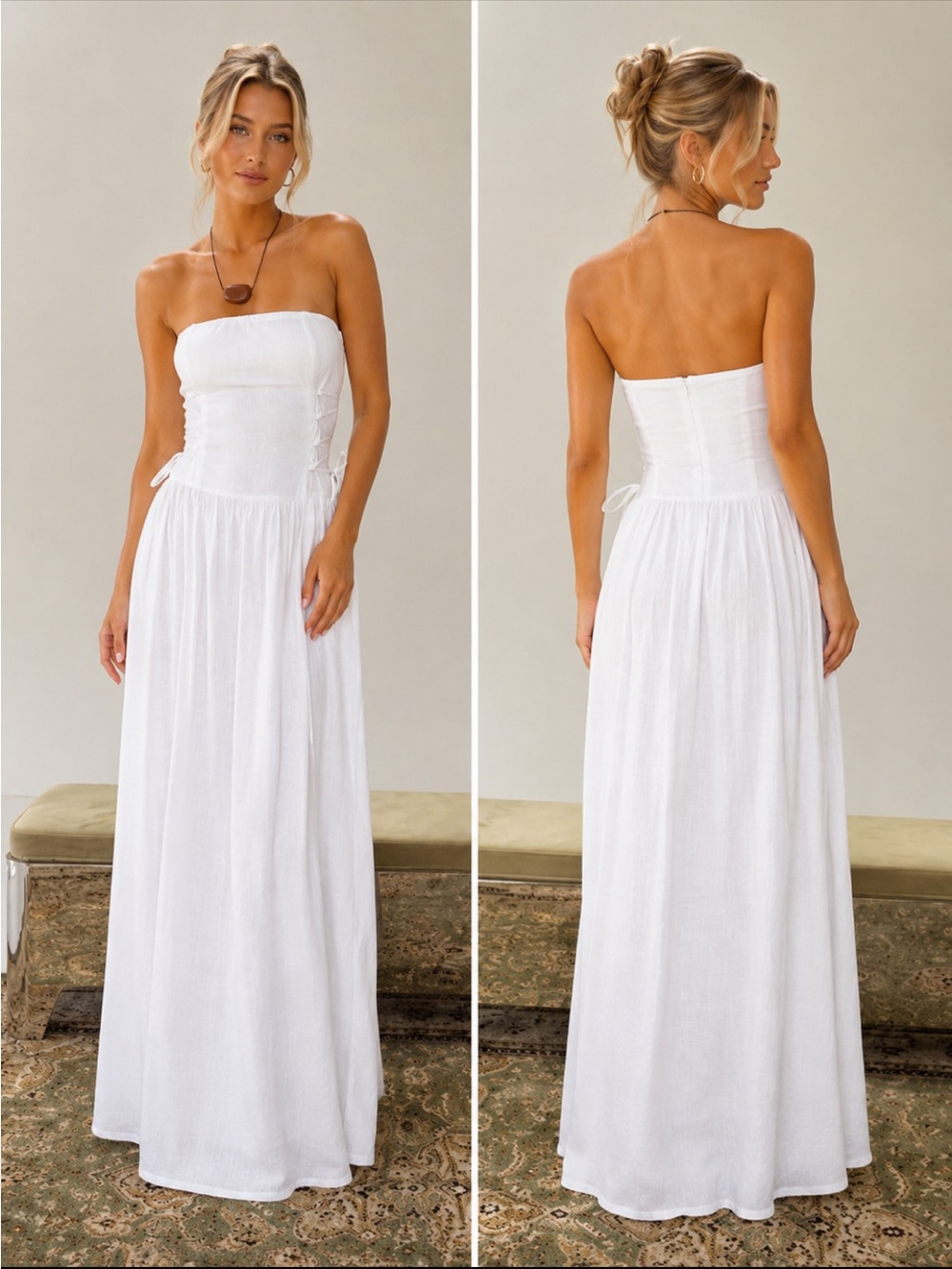 Princess Polly White Strapless Maxi Sundress
